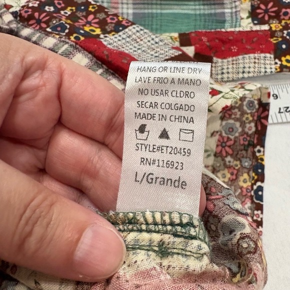 Easel Patchwork Oversized Floral Mixed Print Boho Button‎ Up Top Womens Large - Picture 8 of 9